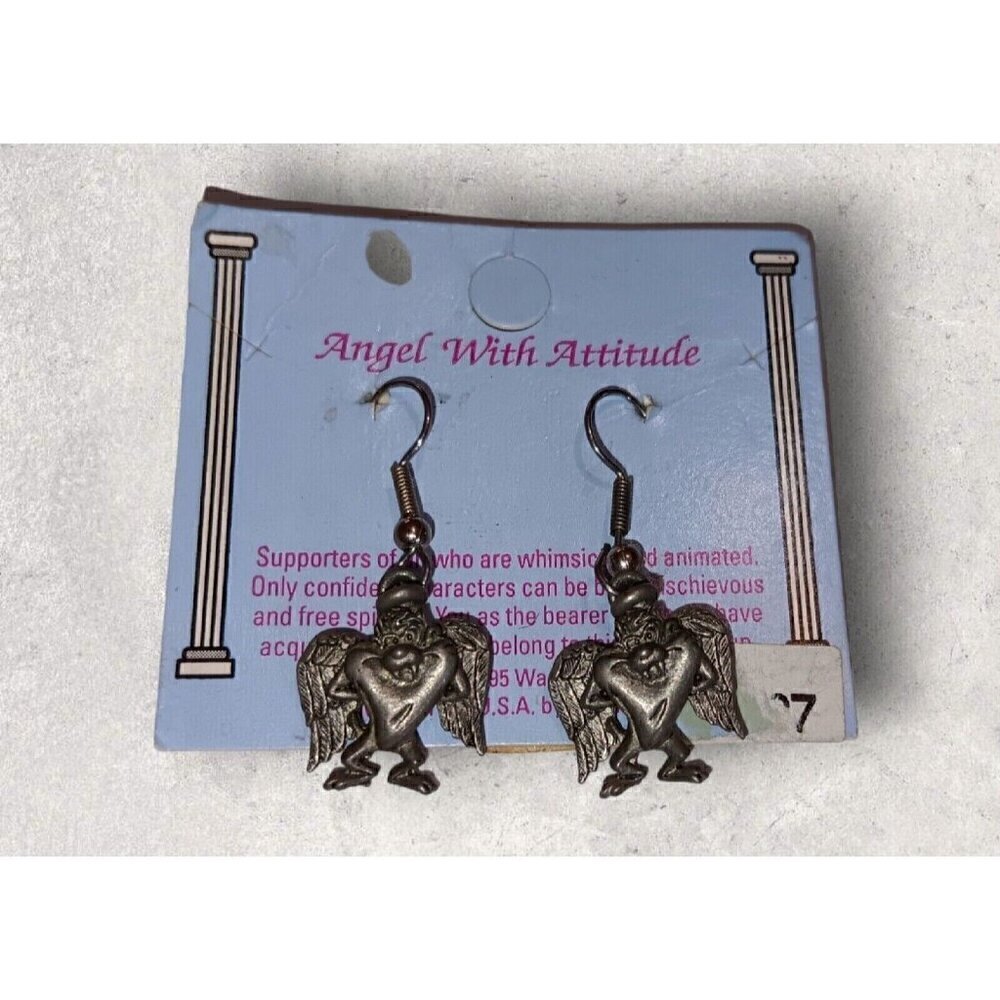 Vintage TAZ Tasmanian Devil Earrings 1995 Warner Bros Looney Tunes Pewter 